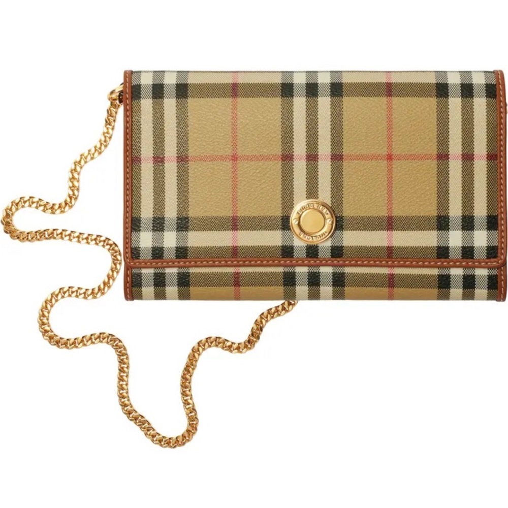 Burberry Tan Plaid Chain Crossbody with Gold Hardware - Picture 9 of 9